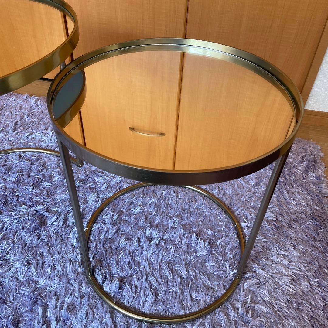 円形サイドテーブル 2個セット ゴールド