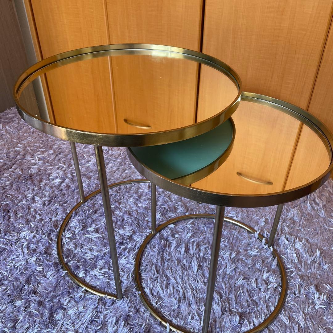 円形サイドテーブル 2個セット ゴールド