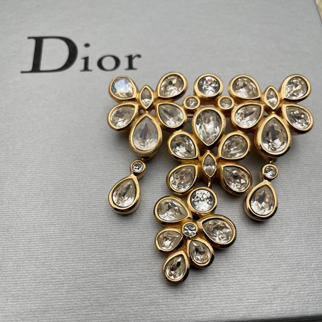 希少　クリスチャンディオール　フラワーデザイン　スウィング　ブローチ