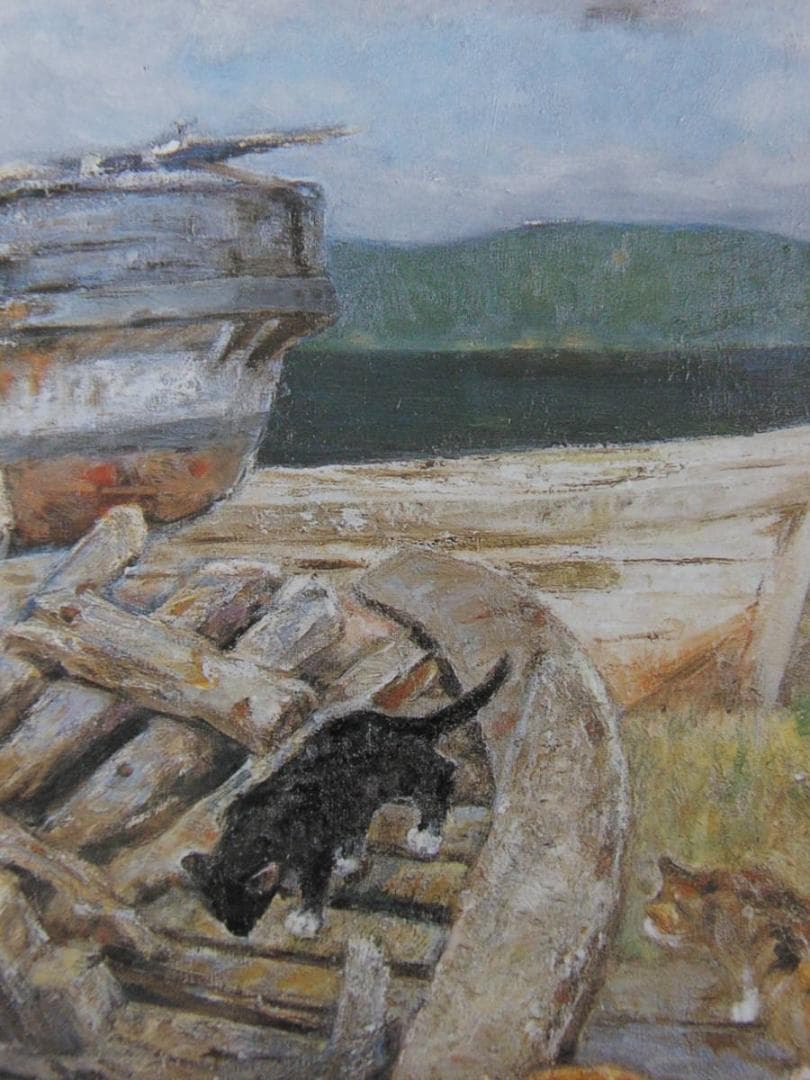 松宮昴、【海辺（廃船）】、希少な額装用画集より、新品額装付、状態良好