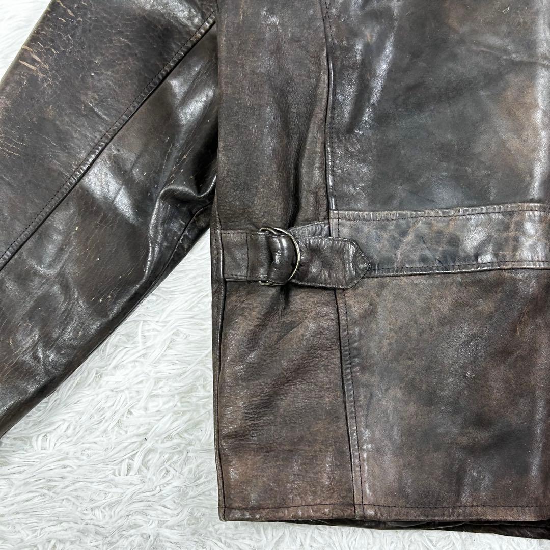ヴィンテージ オイルドレザー ジャケット 3XL 大きいサイズ ブラウン 牛革