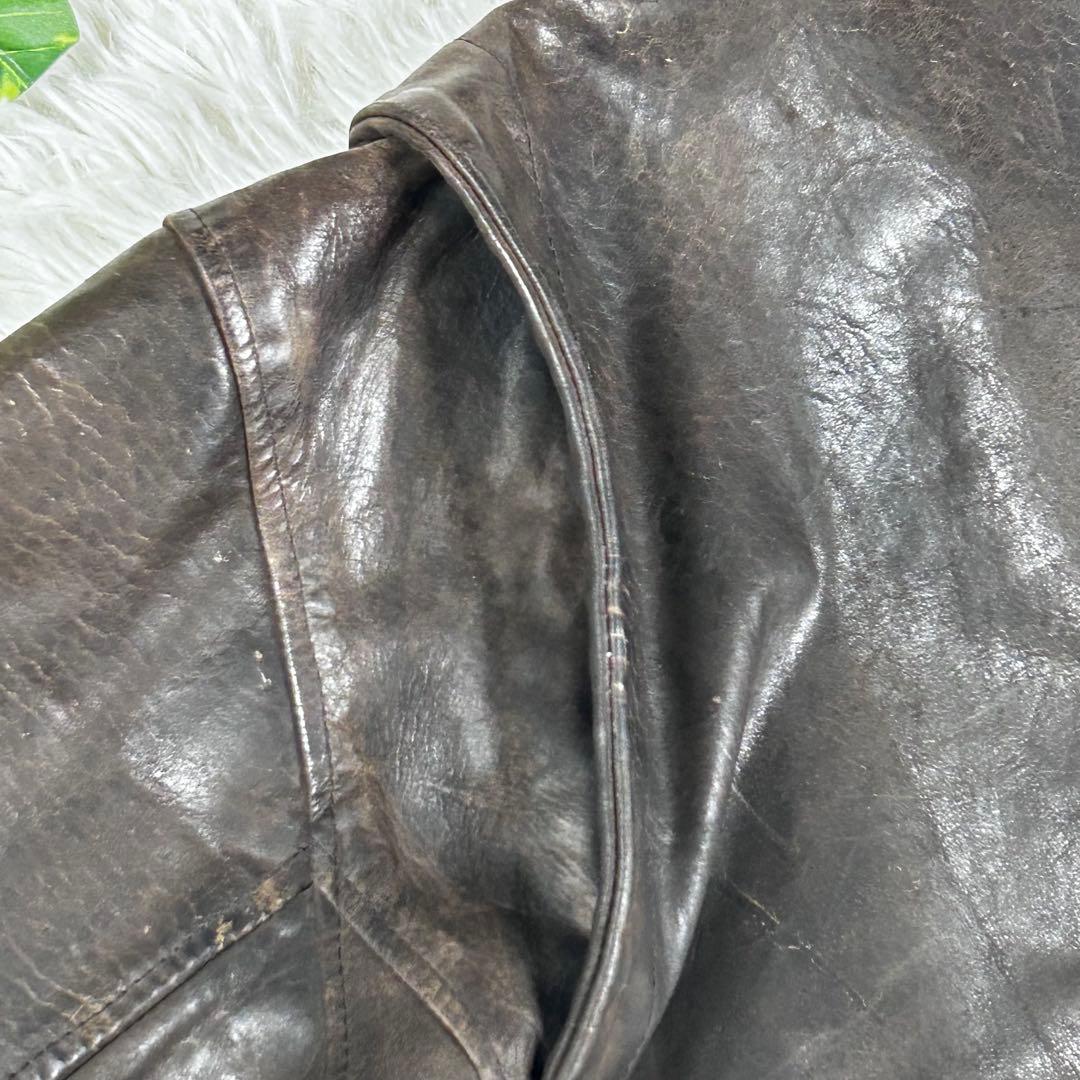 ヴィンテージ オイルドレザー ジャケット 3XL 大きいサイズ ブラウン 牛革