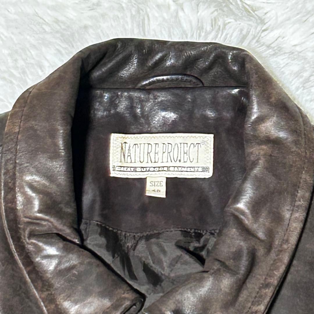 ヴィンテージ オイルドレザー ジャケット 3XL 大きいサイズ ブラウン 牛革