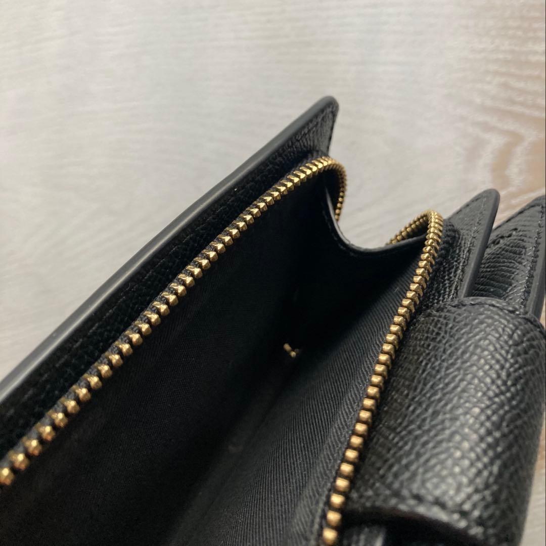 COACH コーチ　2つ折財布黒　ゴールド金具馬車ロゴ