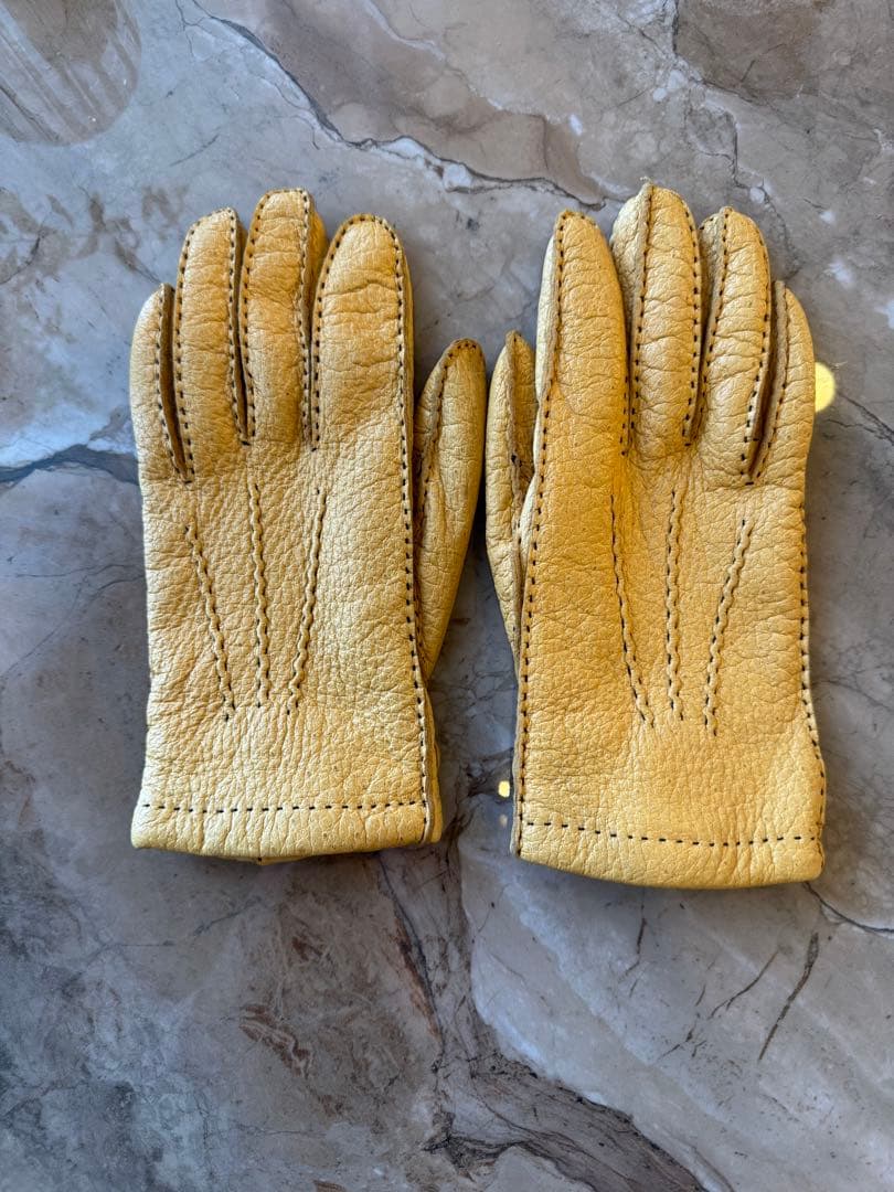 DENTS イエロー レザー手袋 カシミアライナー付き