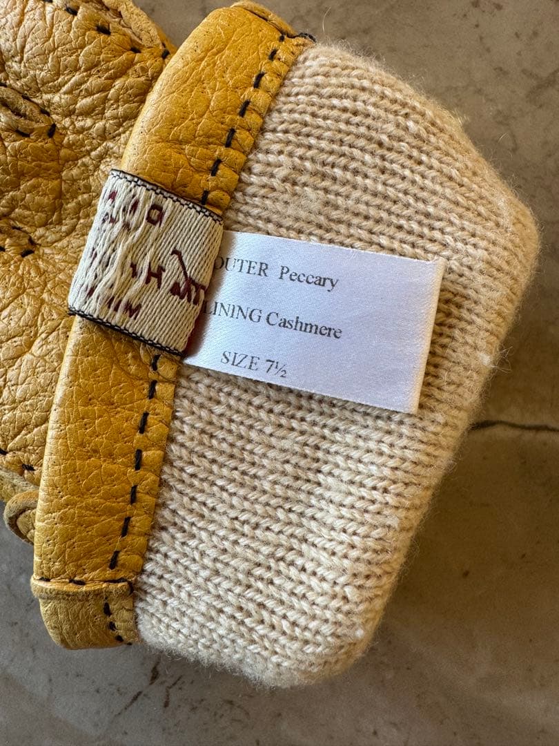 DENTS イエロー レザー手袋 カシミアライナー付き