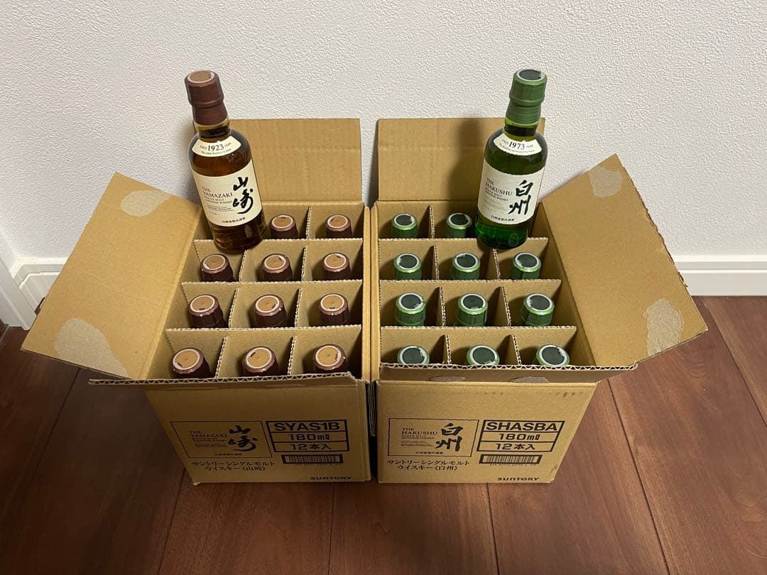 新品 山崎・白州 シングルモルトウイスキー 180ml 12本セット*2