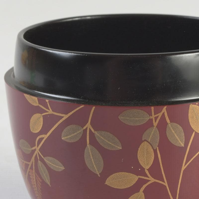 茶道具　朱塗　花草蒔絵　棗　時代箱付　V　9692