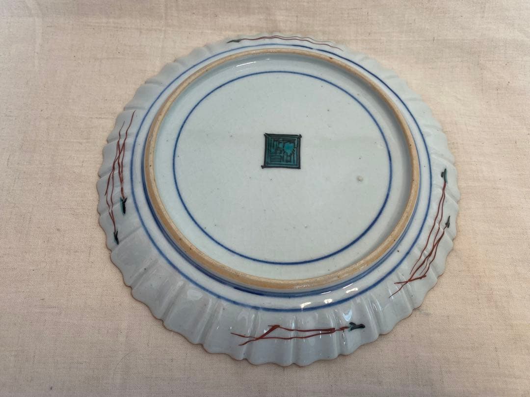 ①九谷焼　古九谷　飾り皿　佐吉　二代佐吉　松本佐吉　共箱　共布④