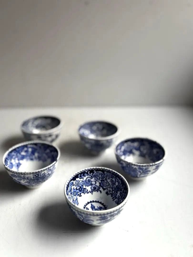 753 アンティーク オランダ デルフト焼 ティーボウル 煎茶椀 5客 金継ぎ