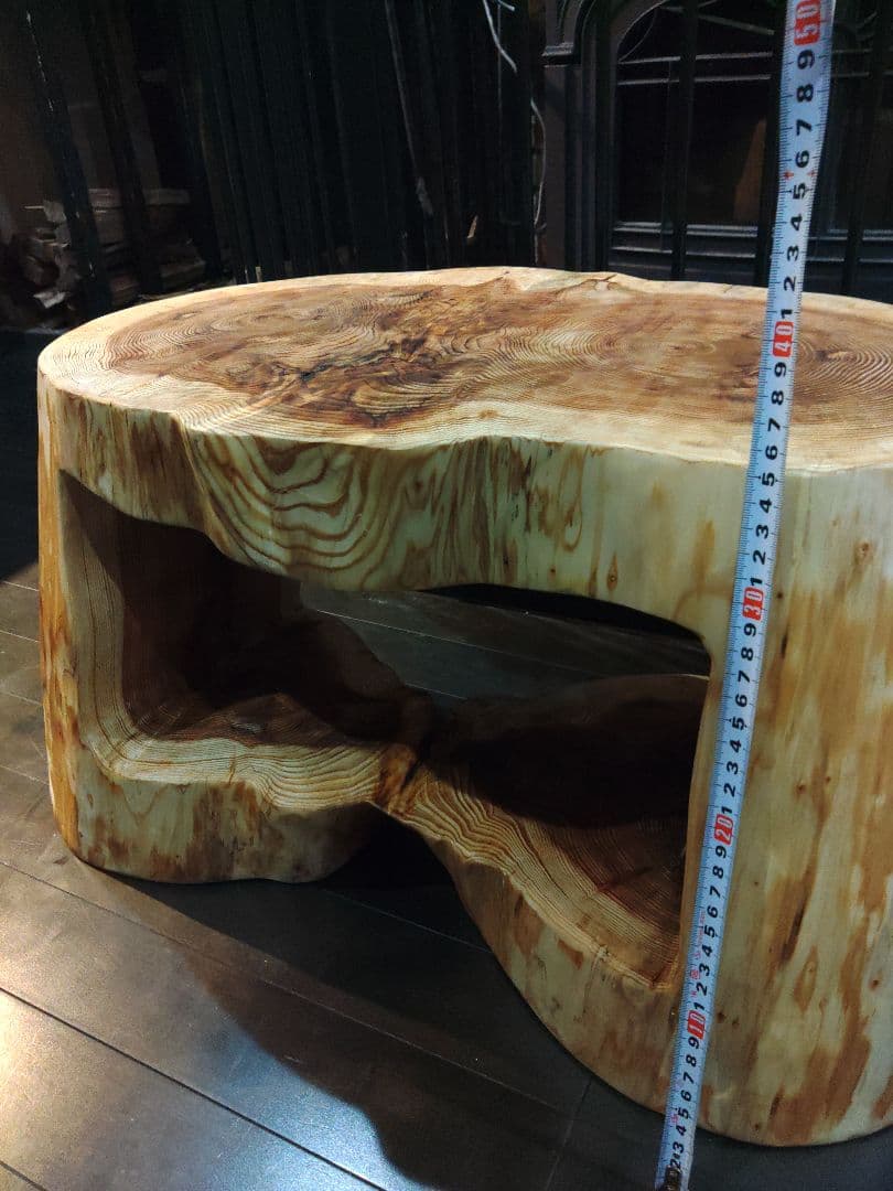 杉のくりぬき丸太スツール　双子丸太