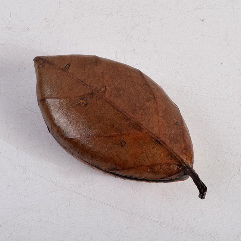 茶道具　塗師　新井宗賀作　乾漆　柿の葉香合　共箱　V　8833