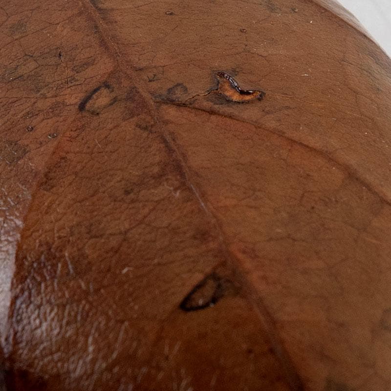 茶道具　塗師　新井宗賀作　乾漆　柿の葉香合　共箱　V　8833