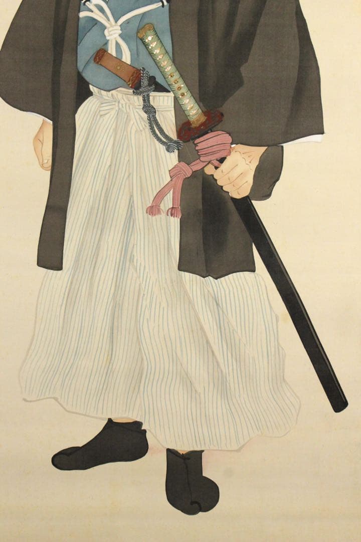 No5401 掛軸　公文菊仙　坂本龍馬像　画賛　絹本着色　合箱　肖像画　送料無料