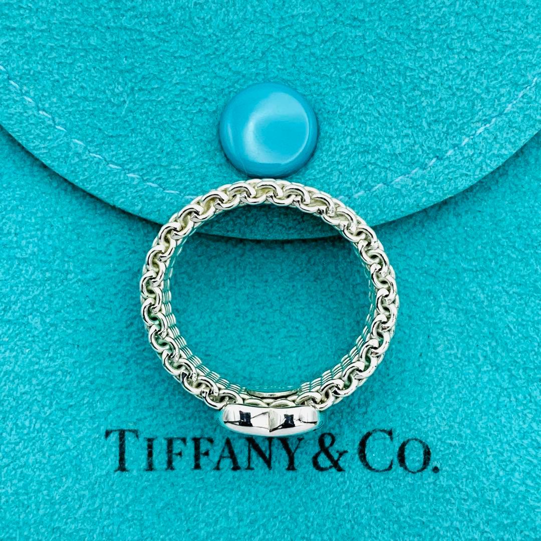 極美品 オールドティファニー サマセット ハート メッシュ リング 14号