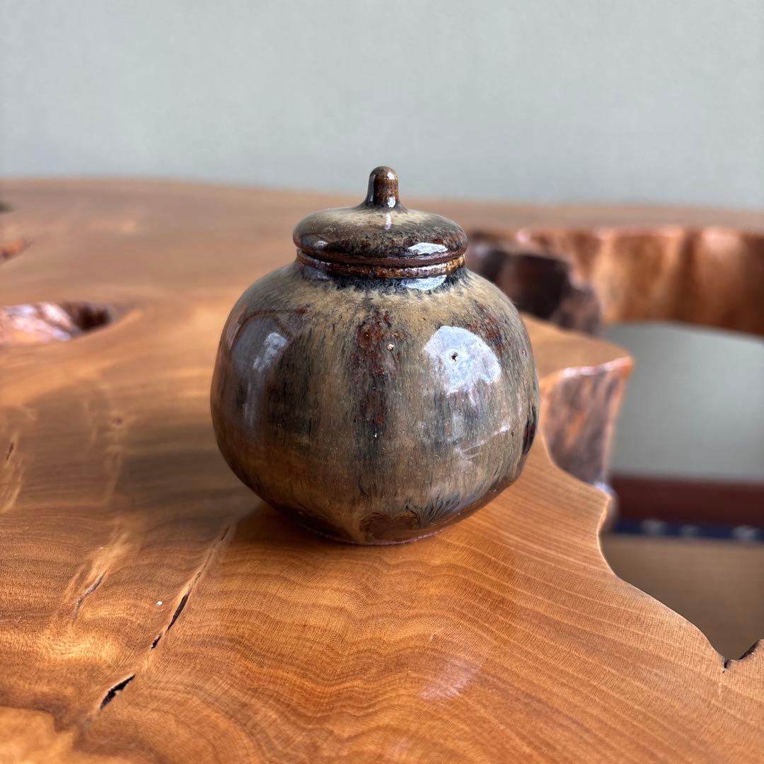 肥前黒牟田焼 丸田宣政作 茶入 茶道具 共箱