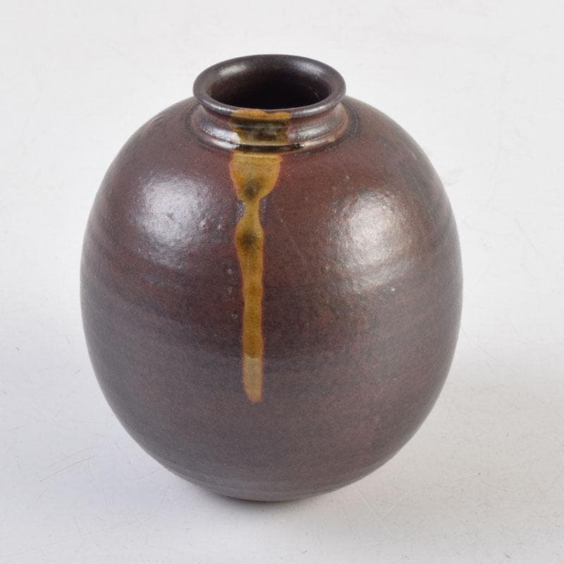 茶道具　平安　笹田有祥作　摸白玉文珠　茶入　仕覆付　共箱　V　9151