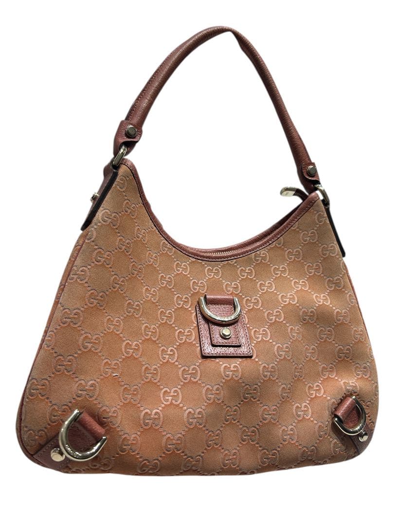 GUCCI ベージュ ロゴパターン ショルダーバッグ