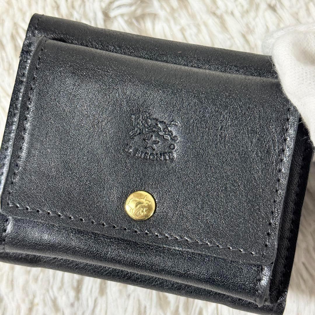 未使用✨IL BISONTE イルビゾンテ　トリフォルドウォレット　レザー　黒