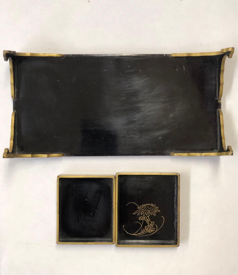 大名雛道具　金銀蒔絵　蝶図柄　長机.小鉢　木製　漆器　骨董品　揚羽蝶図柄