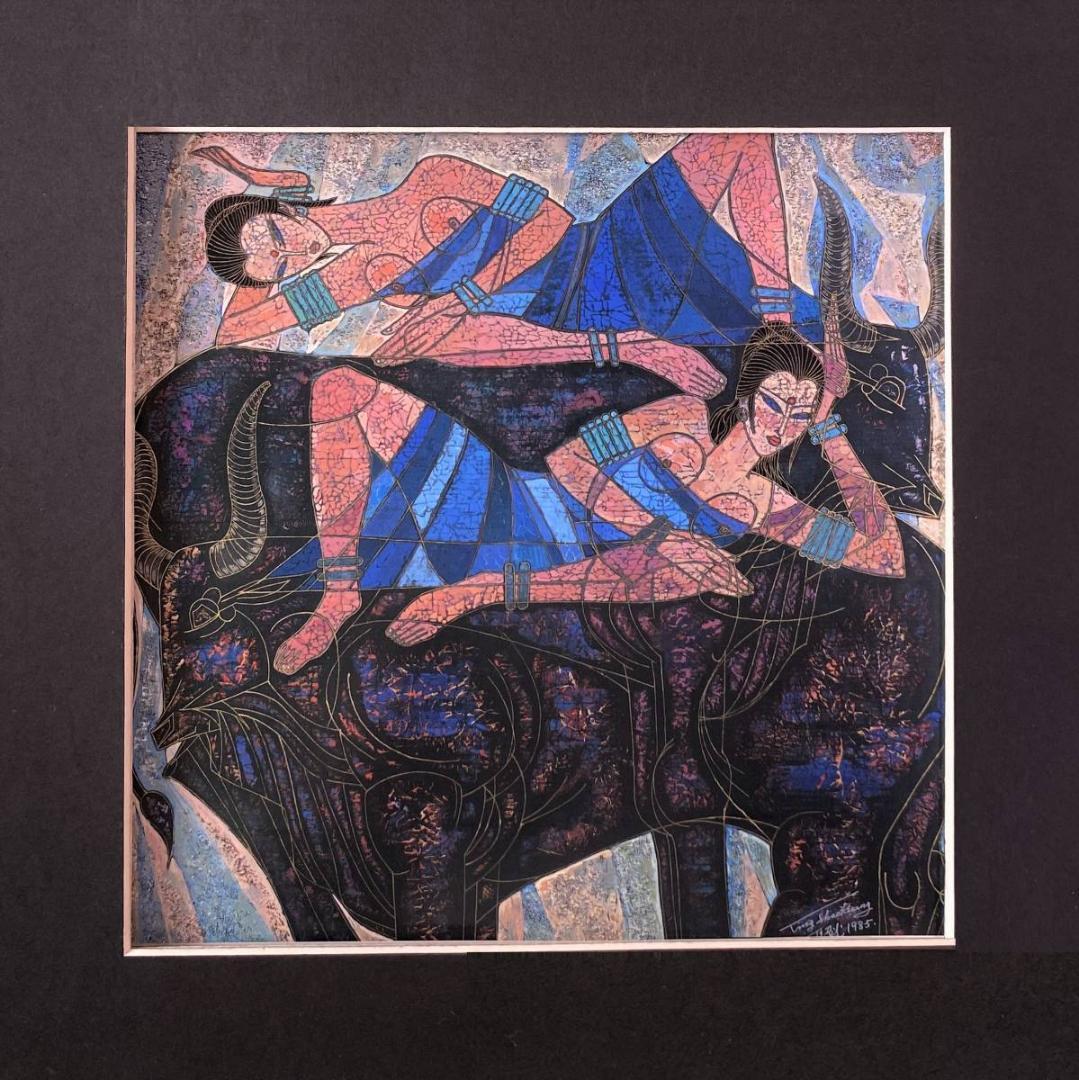 丁紹光、『想い』、希少な画集より、新品額装付、マット額装付き