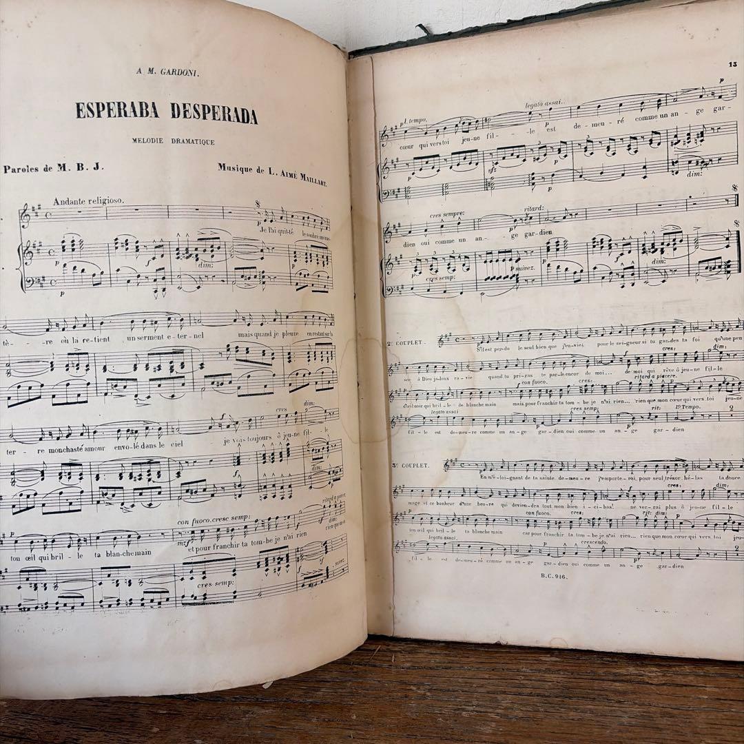 フランスアンティーク　1800年代の楽譜　希少　chanson シャンソン