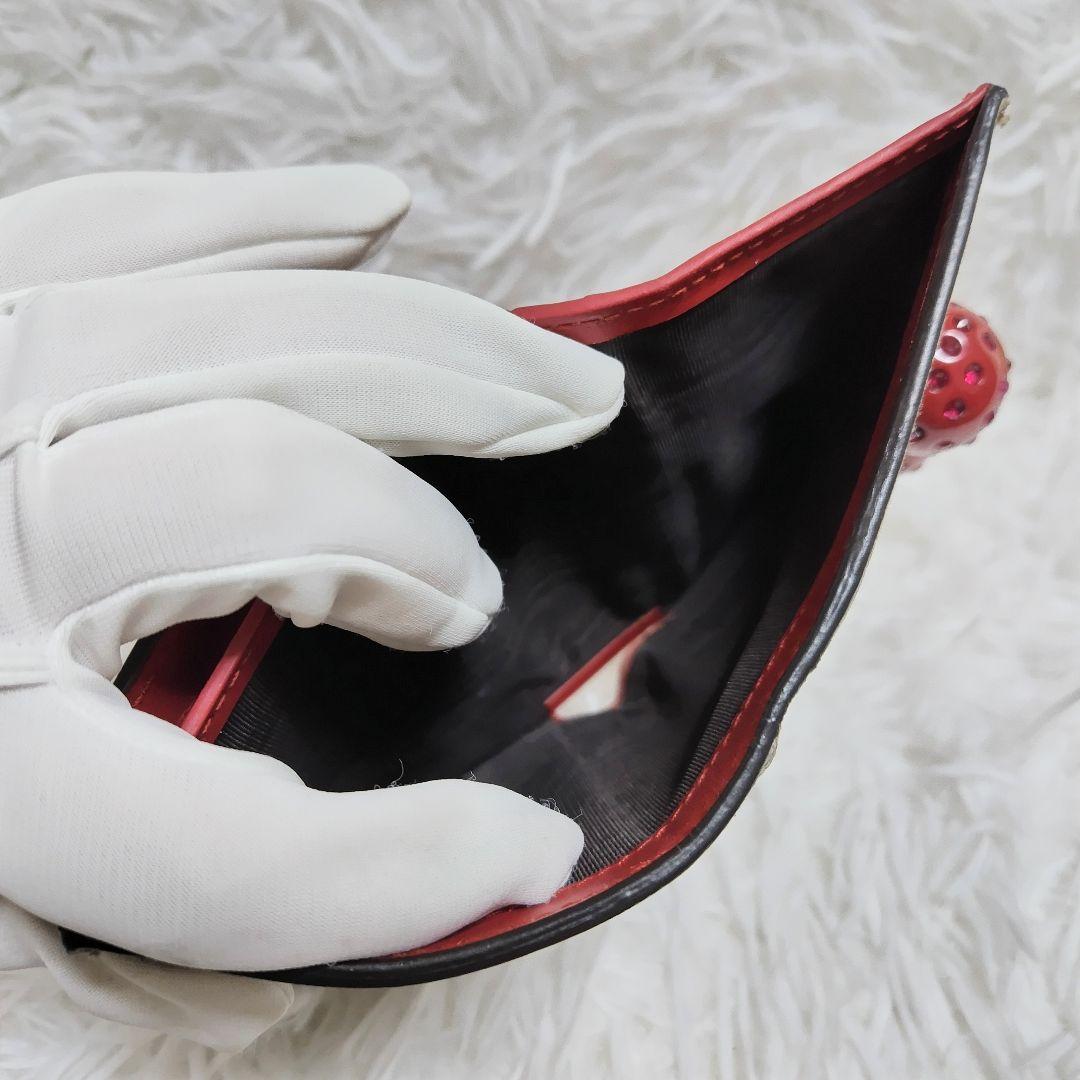 美品✨グッチ◇チェリーモチーフ二つ折り財布　スプリームPVC赤レザーゴールド金具