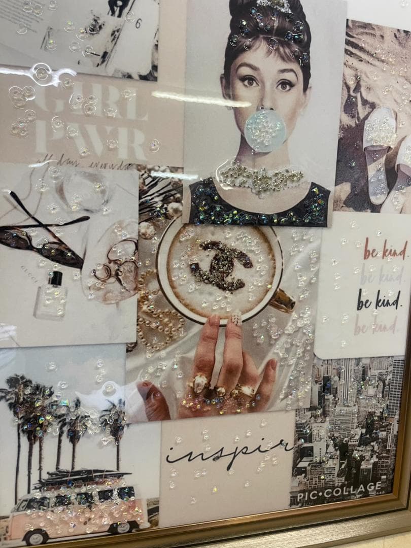 水晶絵　アートパネル　オマージュアート　ブランド　クリスタル　絵画　絵　壁掛け