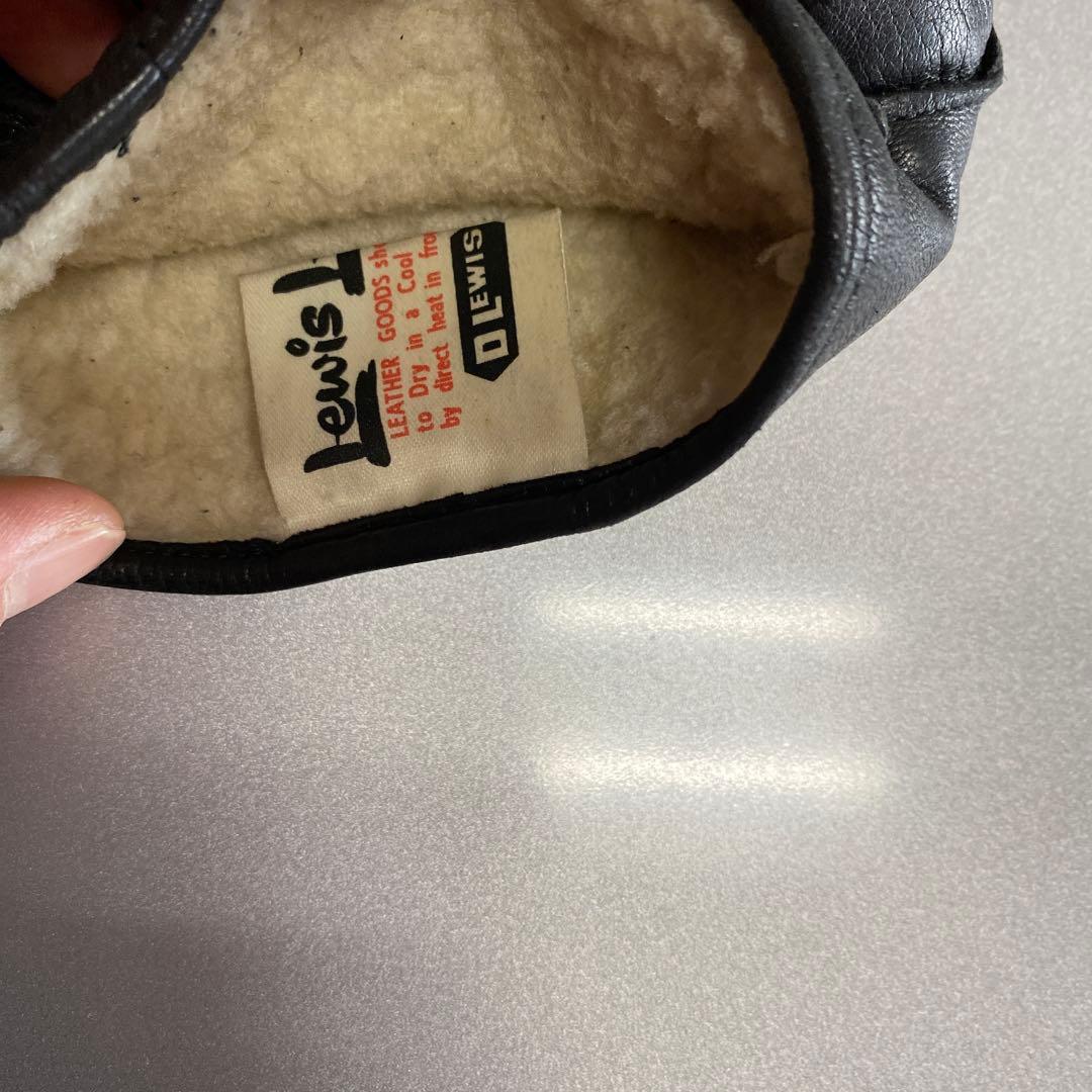 ルイスレザー、ブラックレザー手袋 フリース裏地付き