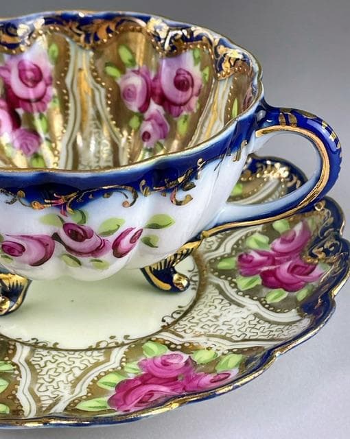 【希少】オールドニッポン アールヌーボー様式 カップ ソーサー 三脚 三足 猫脚