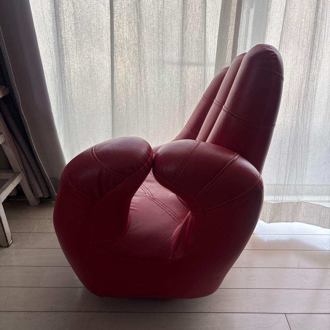 フィンガーソファ　赤革　インテリア