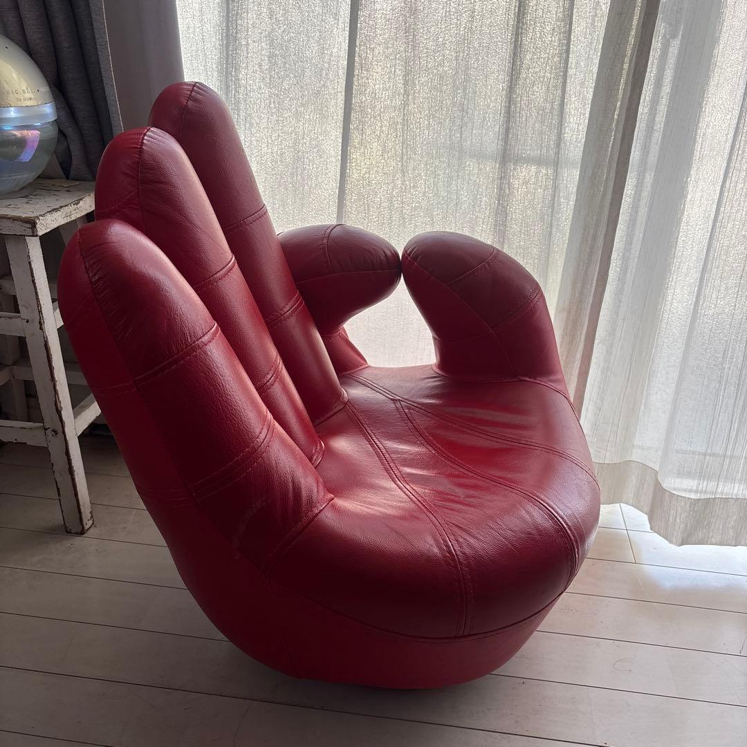 フィンガーソファ　赤革　インテリア