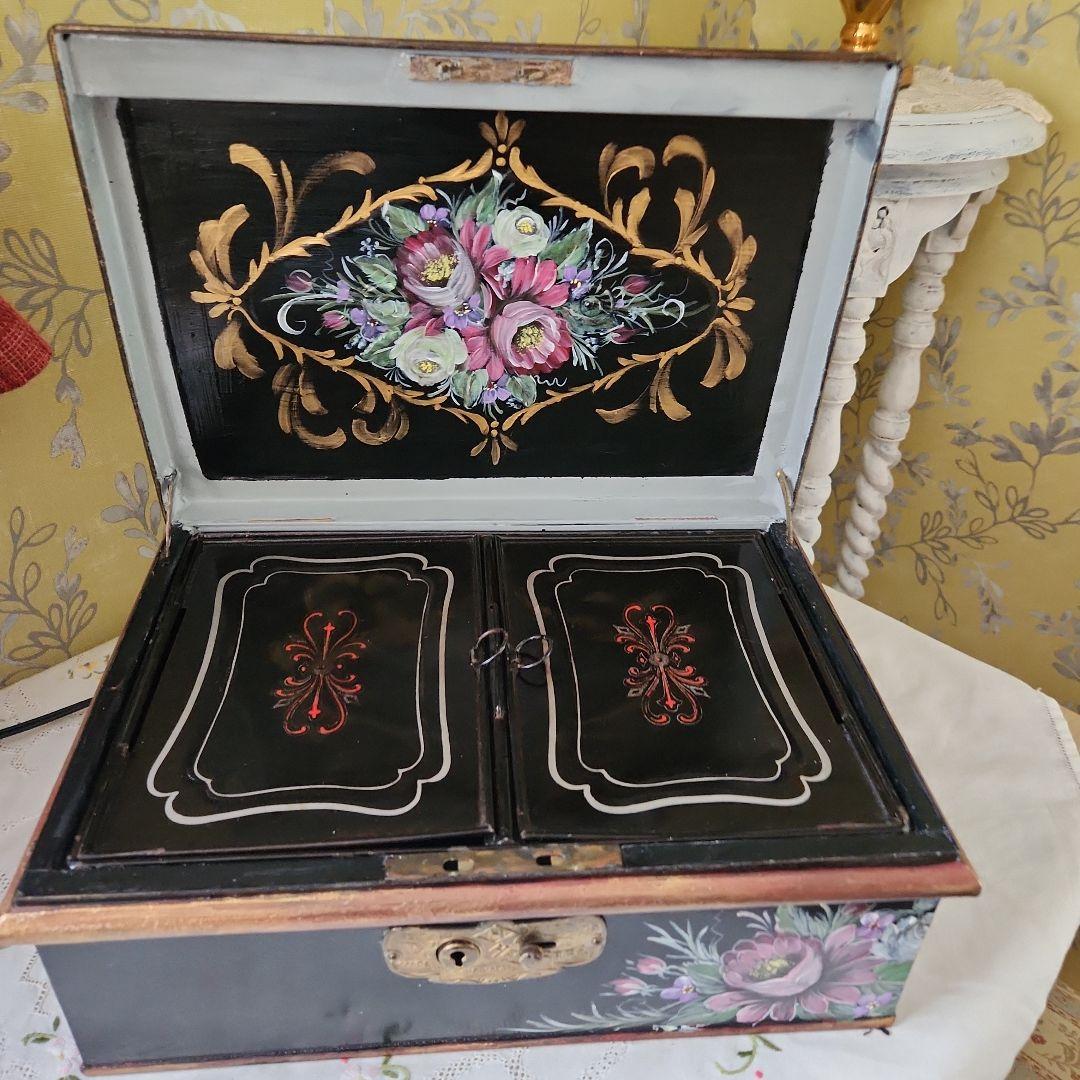 昭和レトロ手提げ金庫　リメイク 金庫でもアクセサリー入れでも<売り切り激安出品>