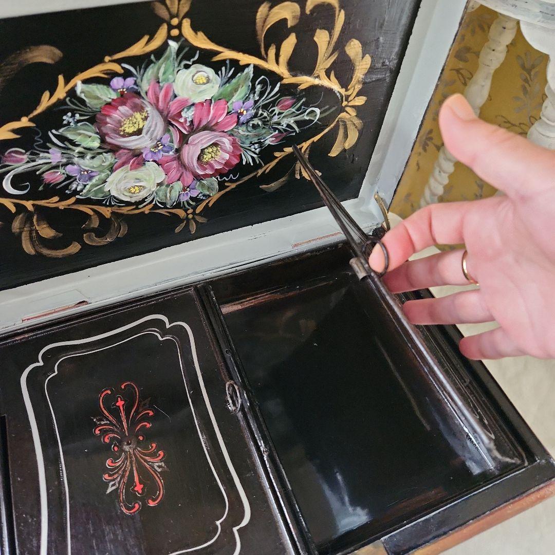 昭和レトロ手提げ金庫　リメイク 金庫でもアクセサリー入れでも<売り切り激安出品>