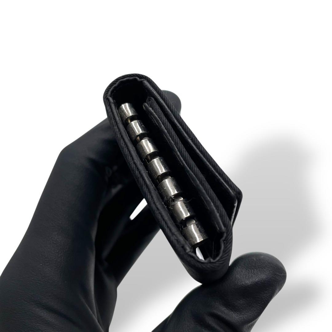 極美品　PRADA プラダ キーケース 6連 テスート ナイロン レザーブラック