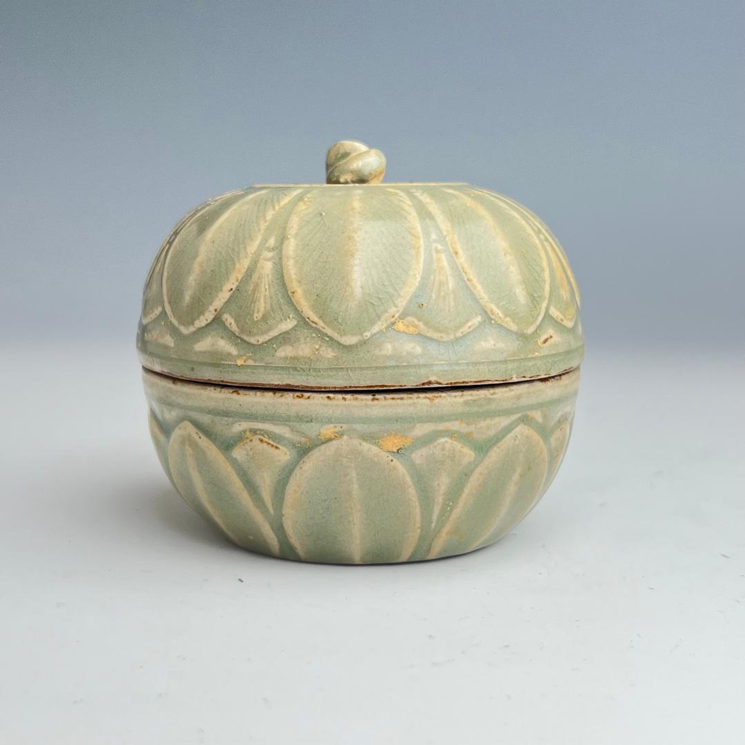 耀州窯 陰刻青磁蓋腕 合子 北宋時代 古玩 中国美術 唐物 擺件 311b