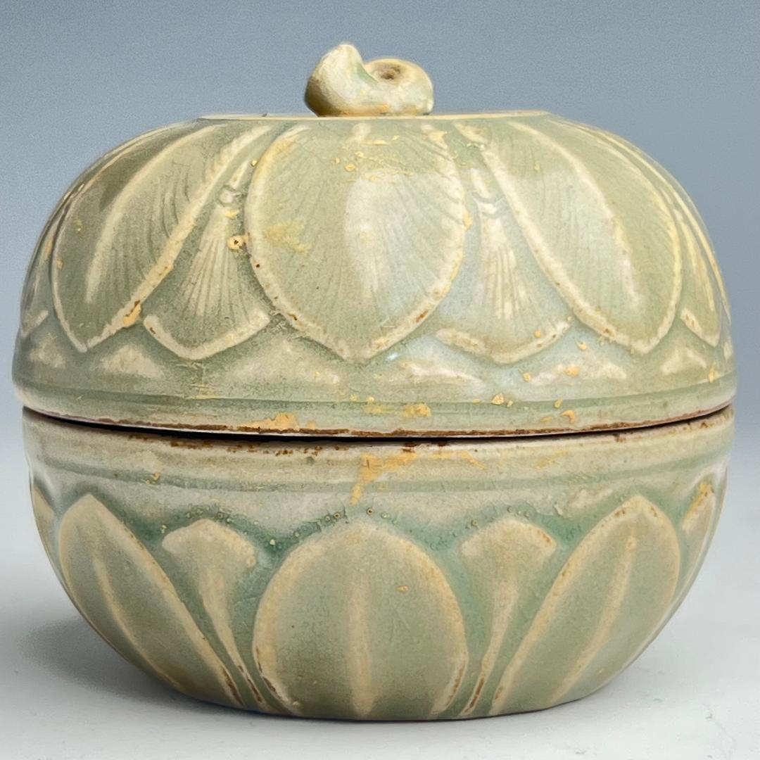 耀州窯 陰刻青磁蓋腕 合子 北宋時代 古玩 中国美術 唐物 擺件 311b