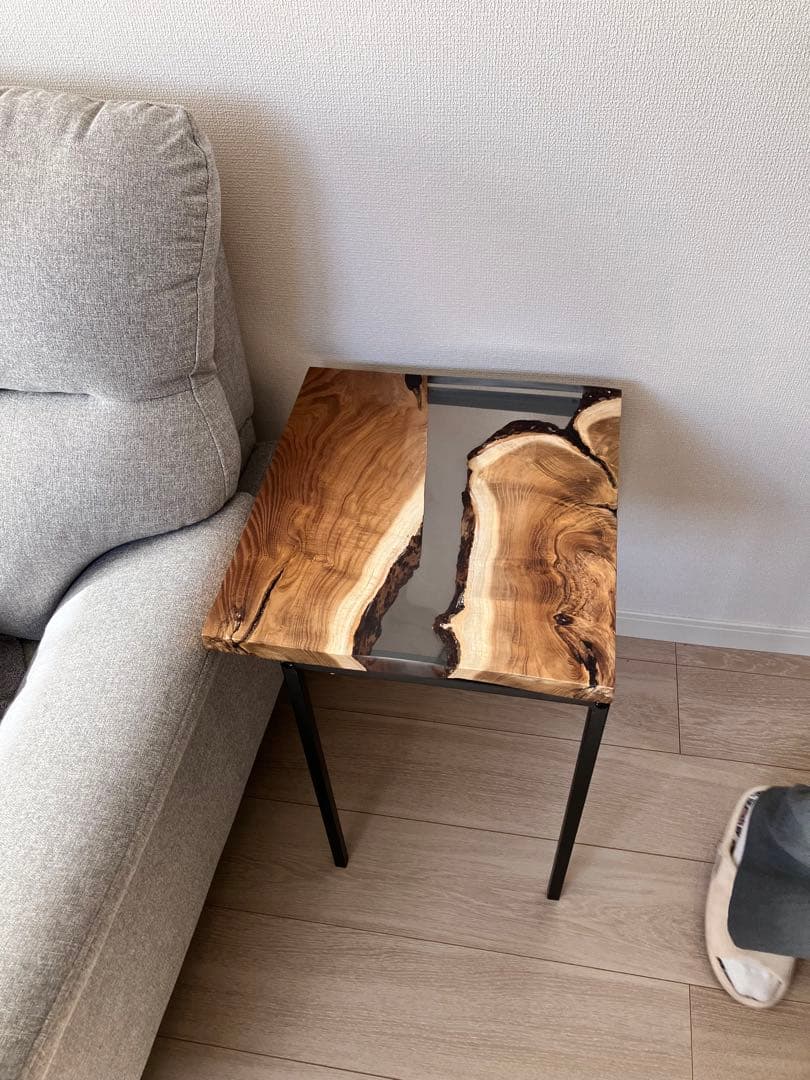 桑一枚板　一点物　レジンサイドテーブル