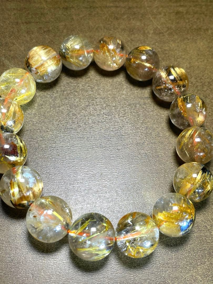 【新入荷】太陽放射タイチンルチルブレス大玉13㎜（新品未使用）高品質！ 金運最強