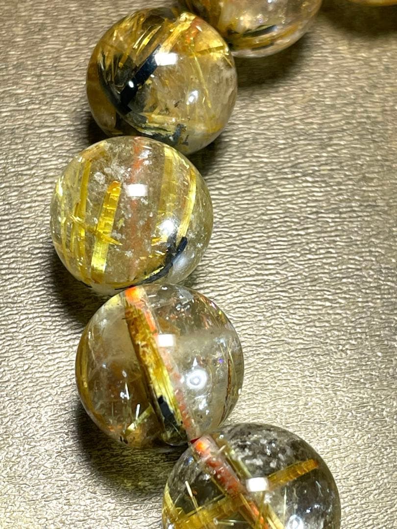 【新入荷】太陽放射タイチンルチルブレス大玉13㎜（新品未使用）高品質！ 金運最強