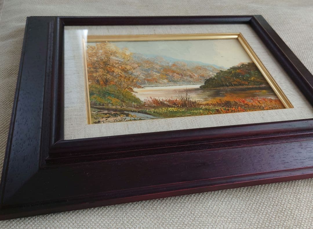 桜木稔　オサラッペ川の秋　油絵