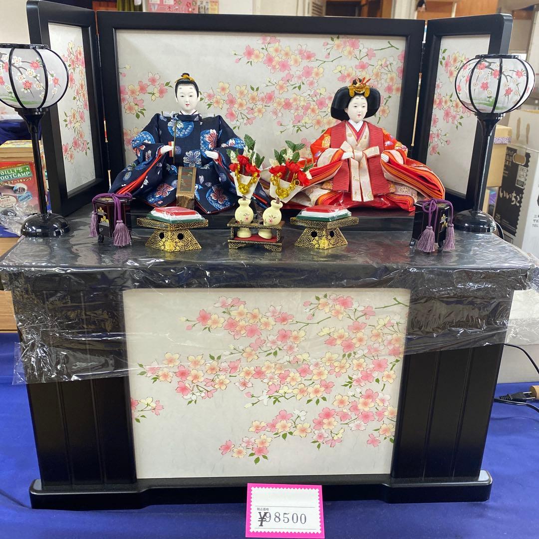 雛人形セット 花柄台座付き