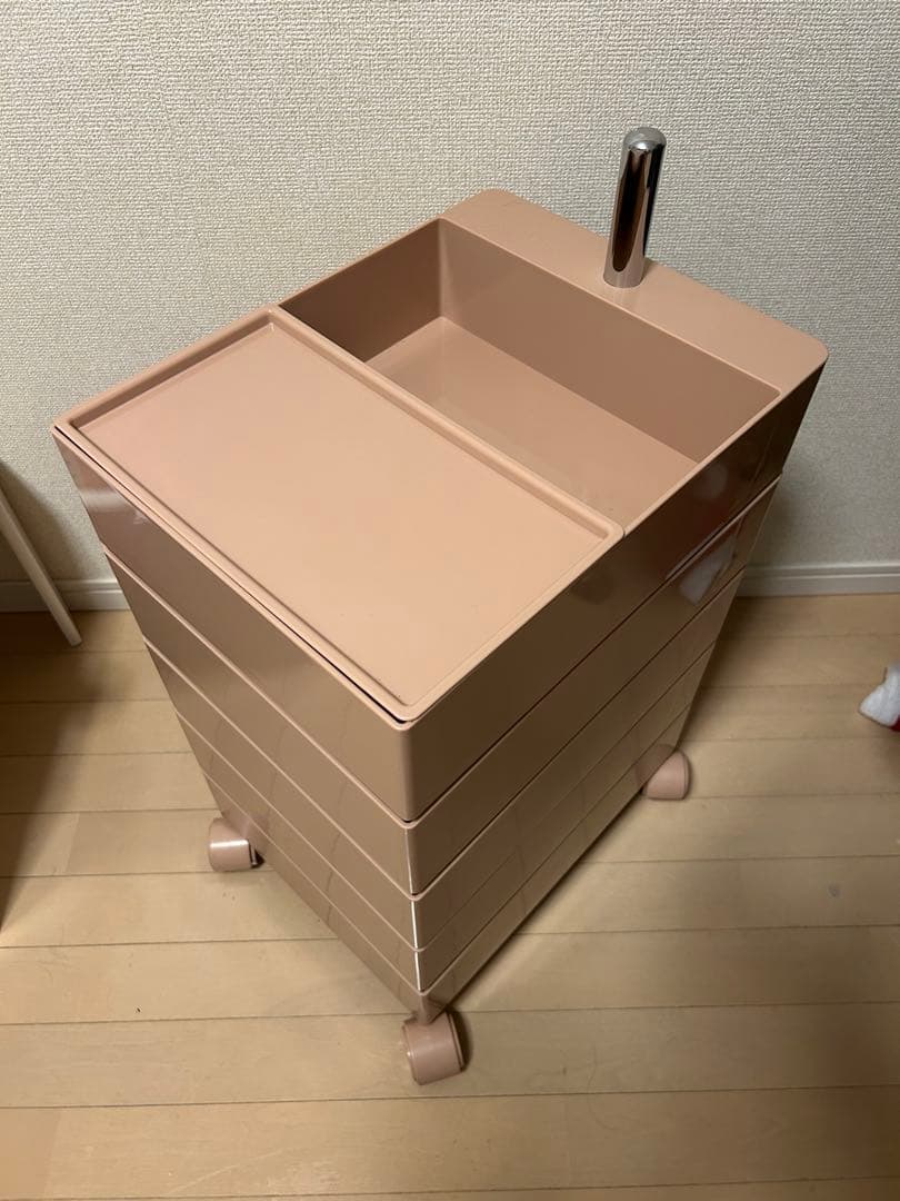 新品 5段 タワーチェスト 360度引き出し ワゴン 韓国 ピンク　[その1]