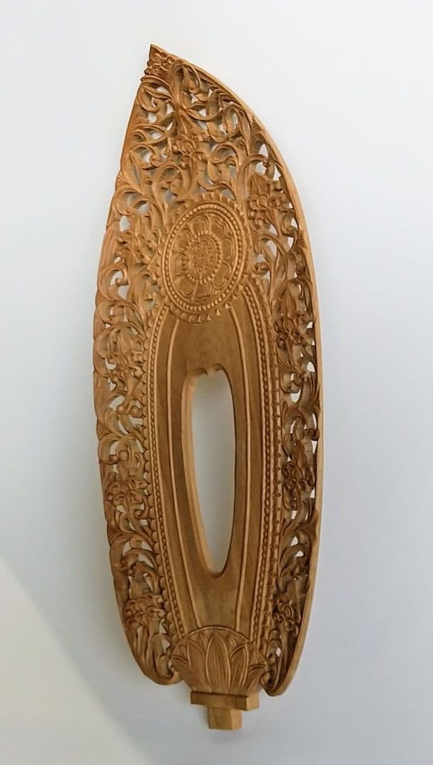 光背(4寸立像用)#658 透し彫 宝相華唐草 ◆白檀 木彫 仏像付属品