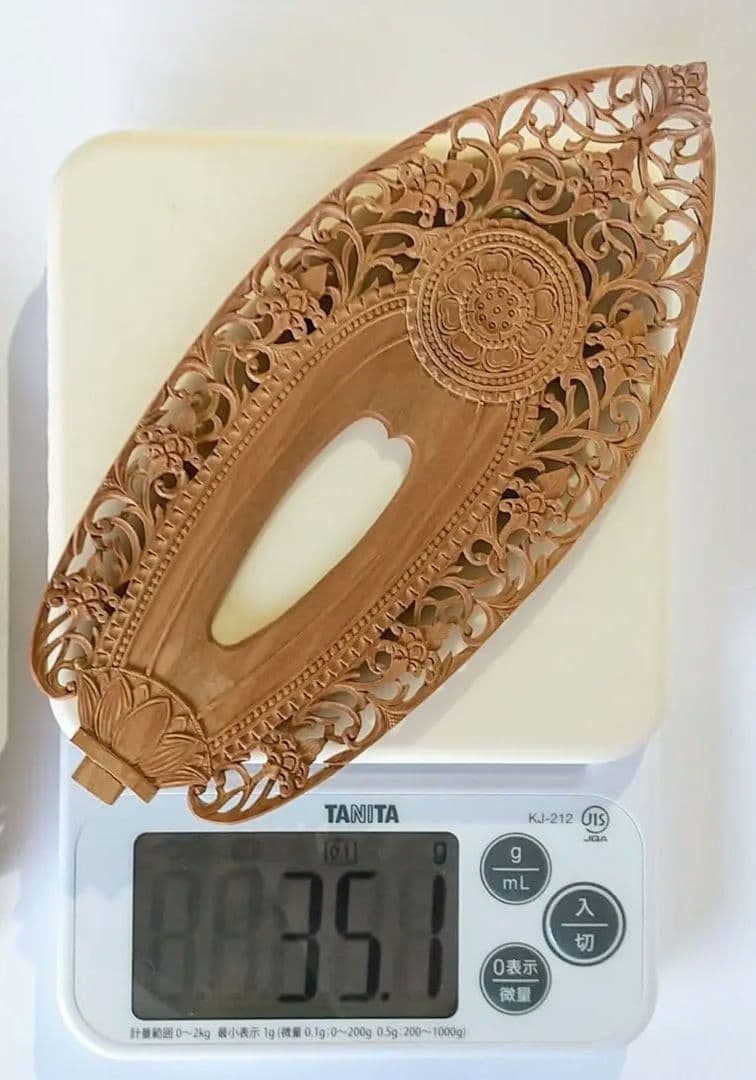 光背(4寸立像用)#658 透し彫 宝相華唐草 ◆白檀 木彫 仏像付属品