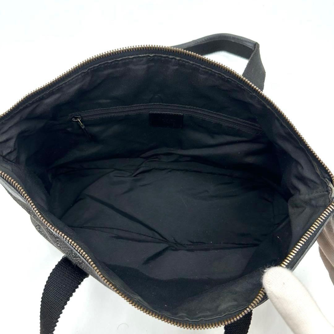 【未使用級】グッチ ハンドバッグ GG キャンバス ブラック ゴールド金具
