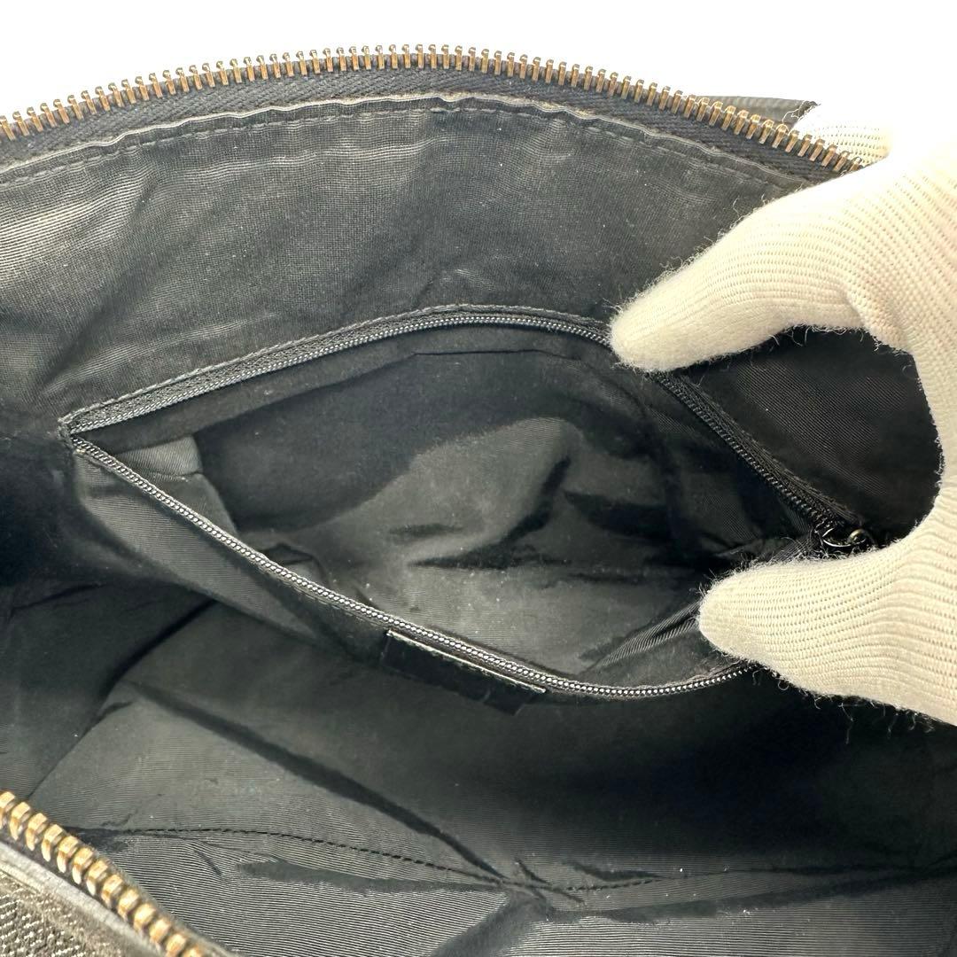 【未使用級】グッチ ハンドバッグ GG キャンバス ブラック ゴールド金具
