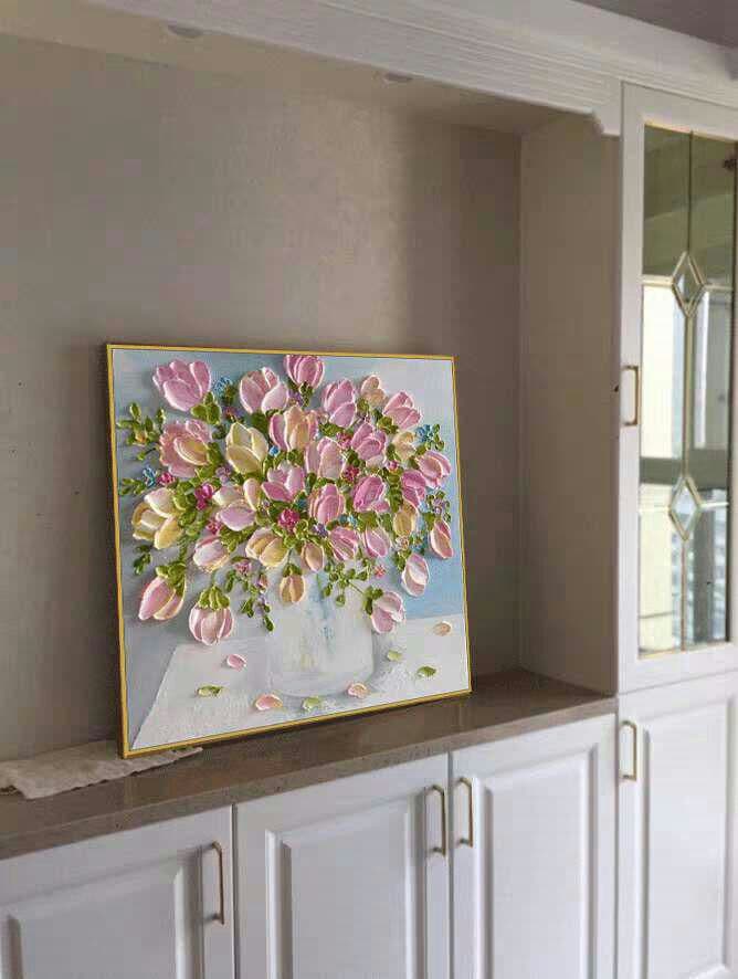 花 廊下壁画 純粋な手描きの絵画  応接間掛画 玄関飾り