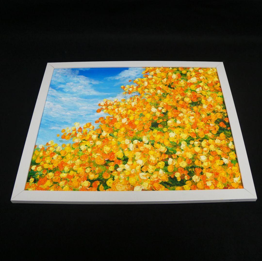 油絵 油彩 油彩画 絵 絵画　【ミモザ青空】