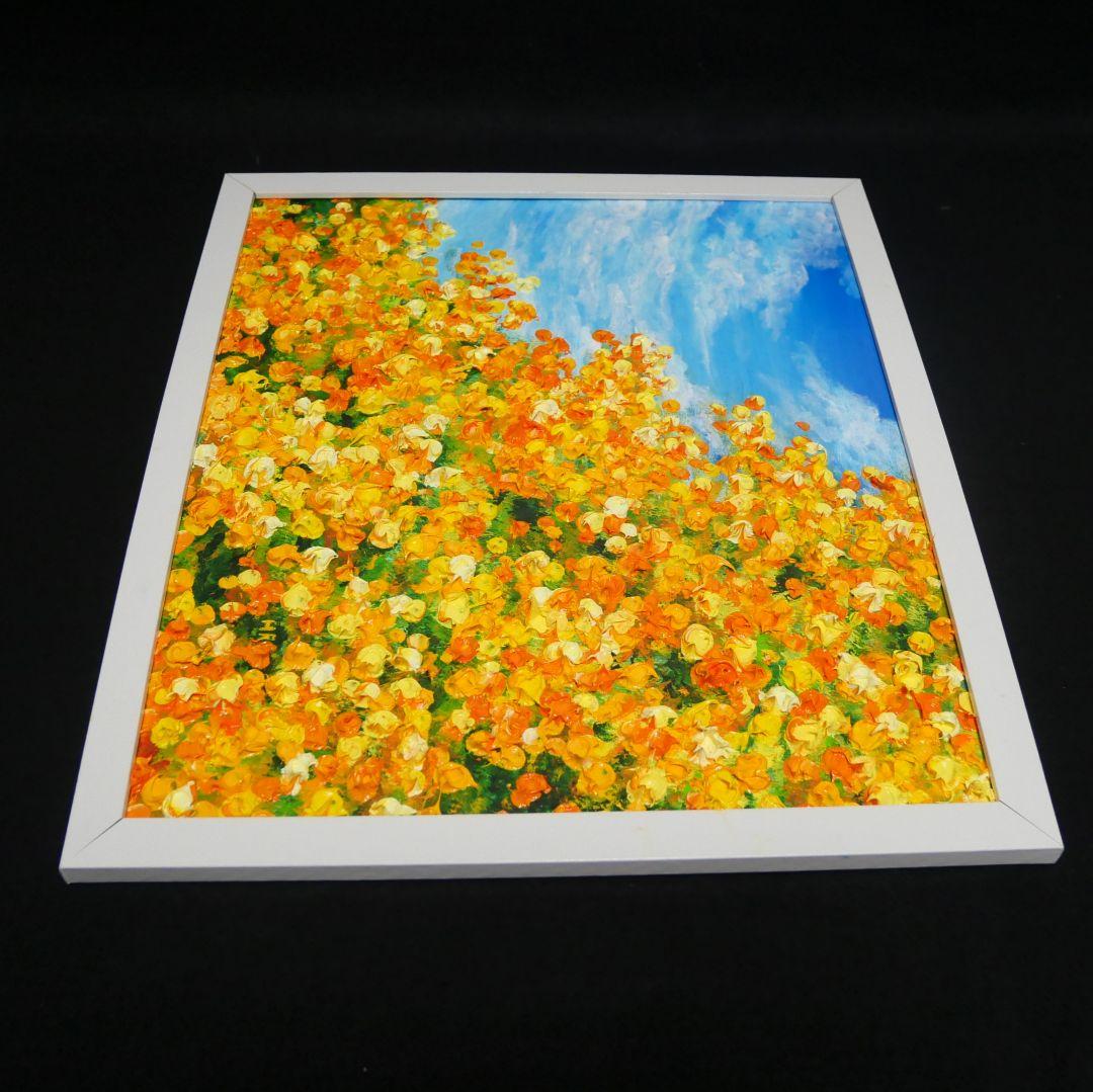 油絵 油彩 油彩画 絵 絵画　【ミモザ青空】